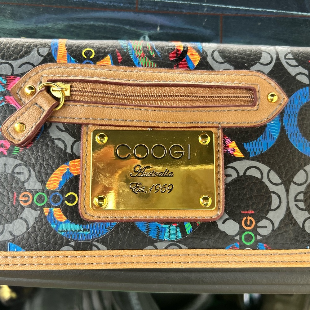 COOGI Vibrant Patterned Wallet with Gold Accents